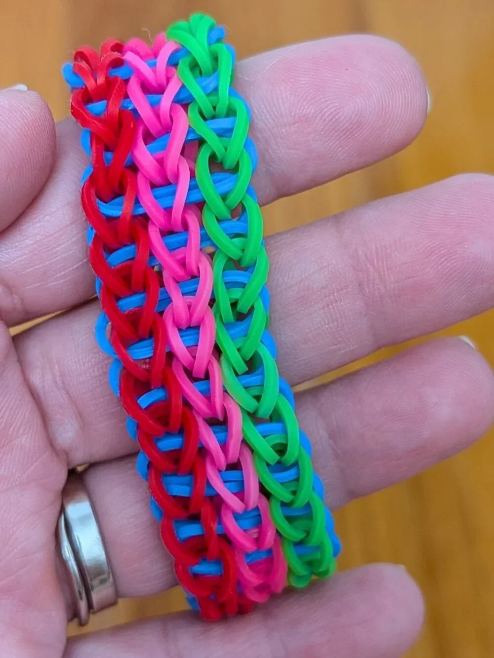 (3) Handmade Rainbow Loom Bracelets, Starburst, Triple Single & Geometric